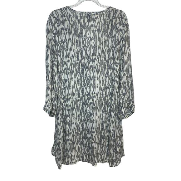 J Valdi Womens Size Large Gray Cream Cover Up Dress Roll Tab Sleeves Pullover - Picture 7 of 10